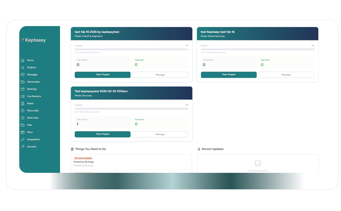 Kepteasy Consulting App dashboard